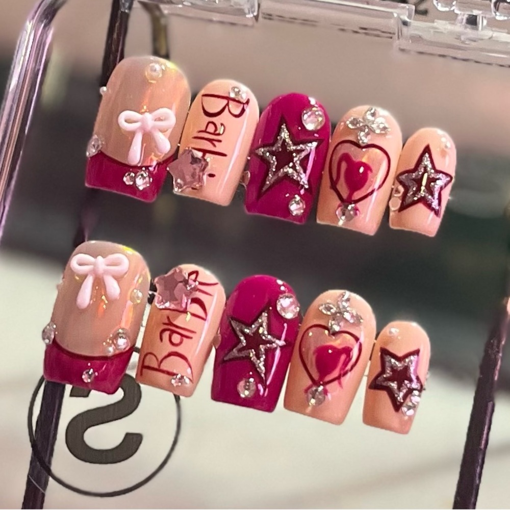 Elegant Pink and Cream Nail Art Set